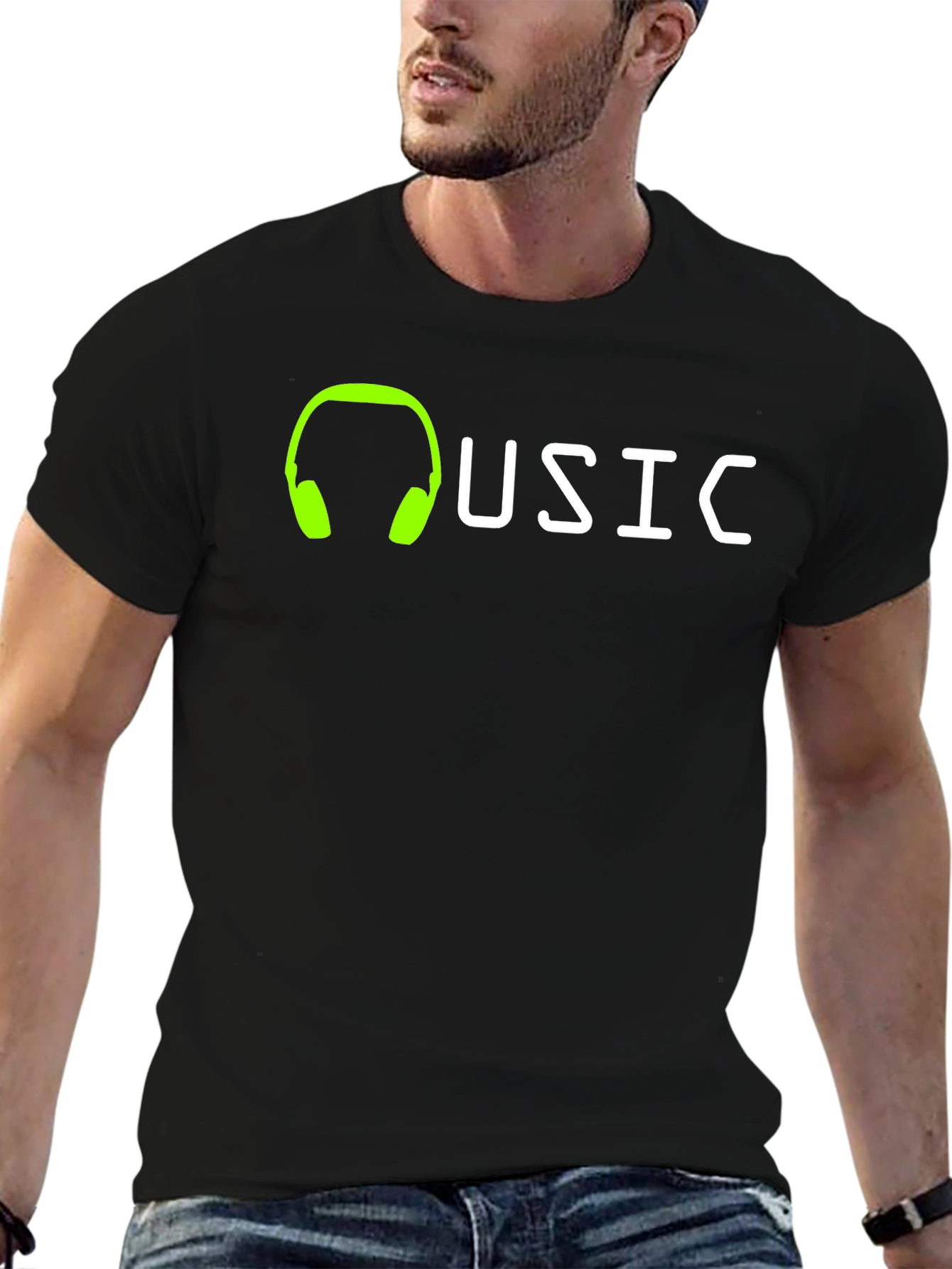 Music Graphic Tee - Black Cotton Comfort