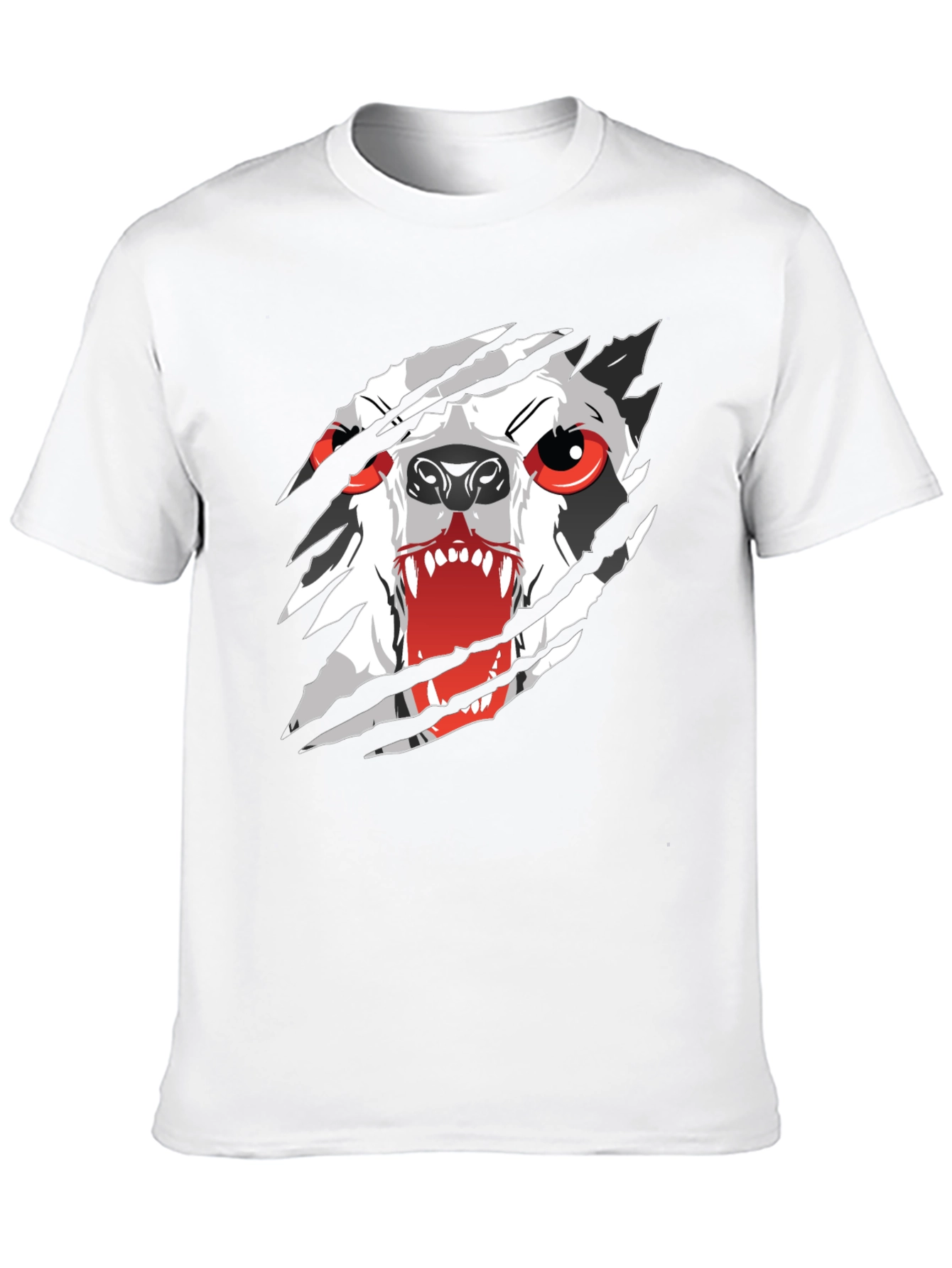 Mens Black T-Shirt with Ripping Wolf Graphic