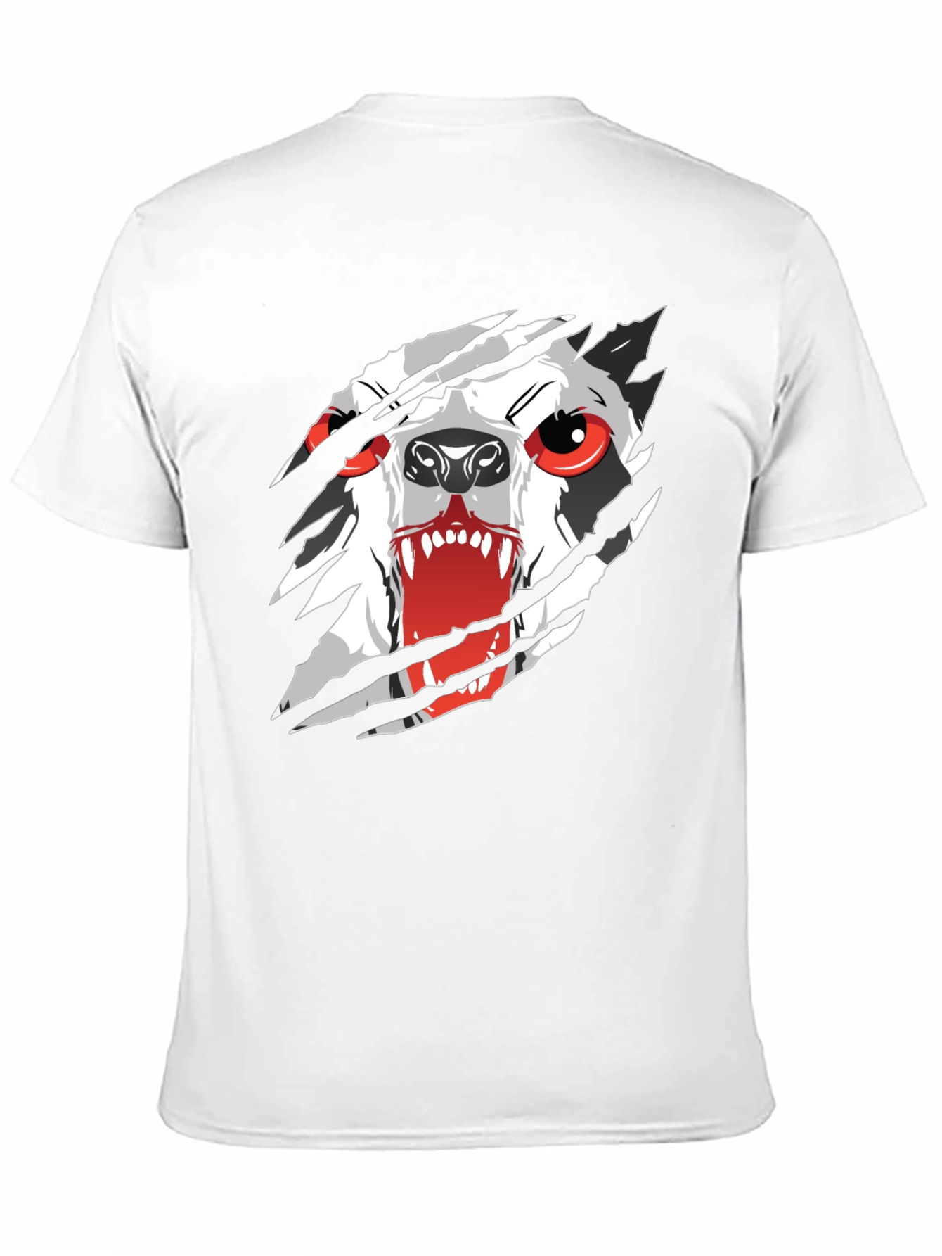 Mens Black T-Shirt with Ripping Wolf Graphic
