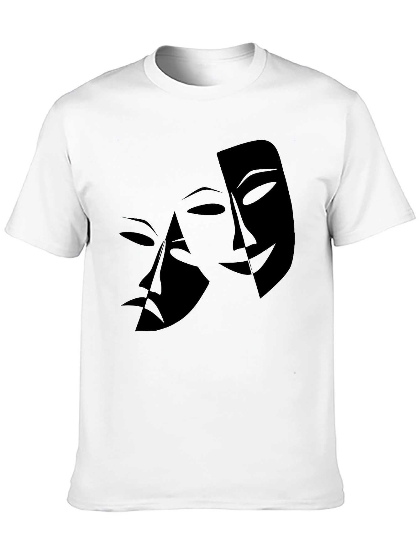 Mens Black T-Shirt with Drama Masks Graphic