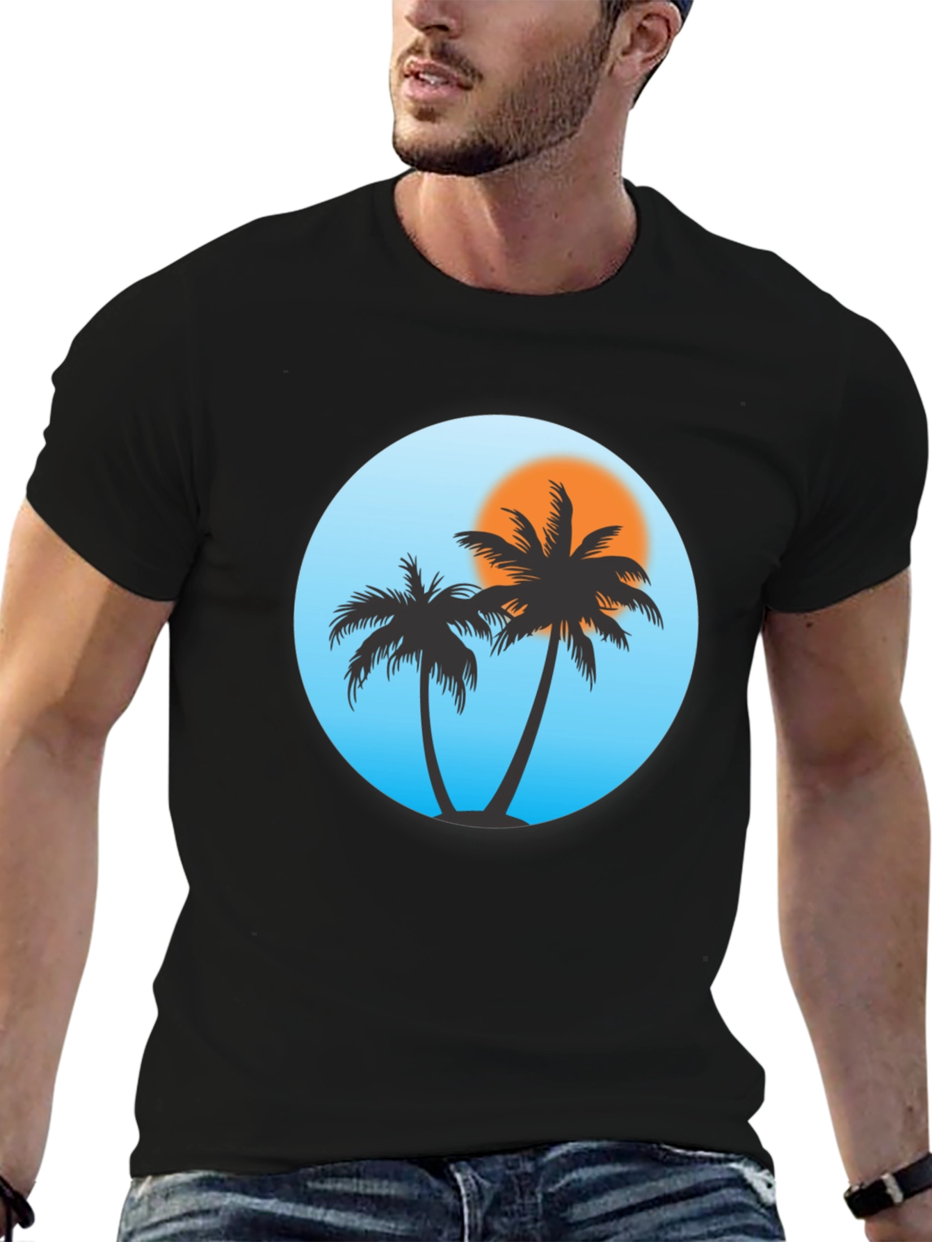 Tropical Palm Tree Black T-Shirt