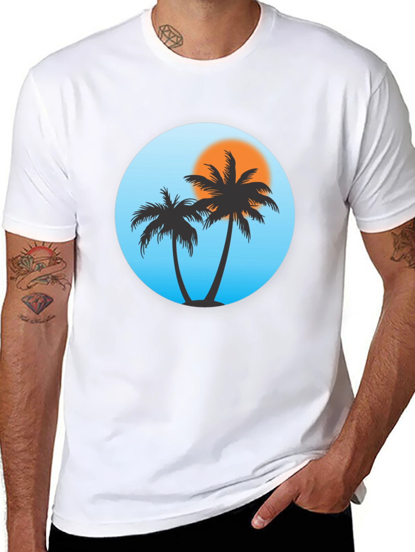 Tropical Palm Tree Black T-Shirt