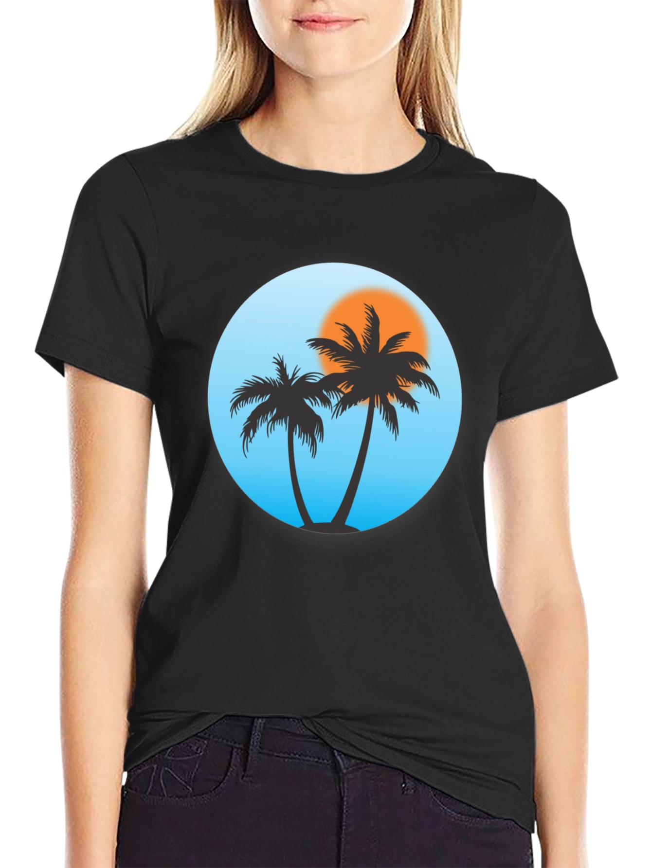 Tropical Palm Tree Black T-Shirt