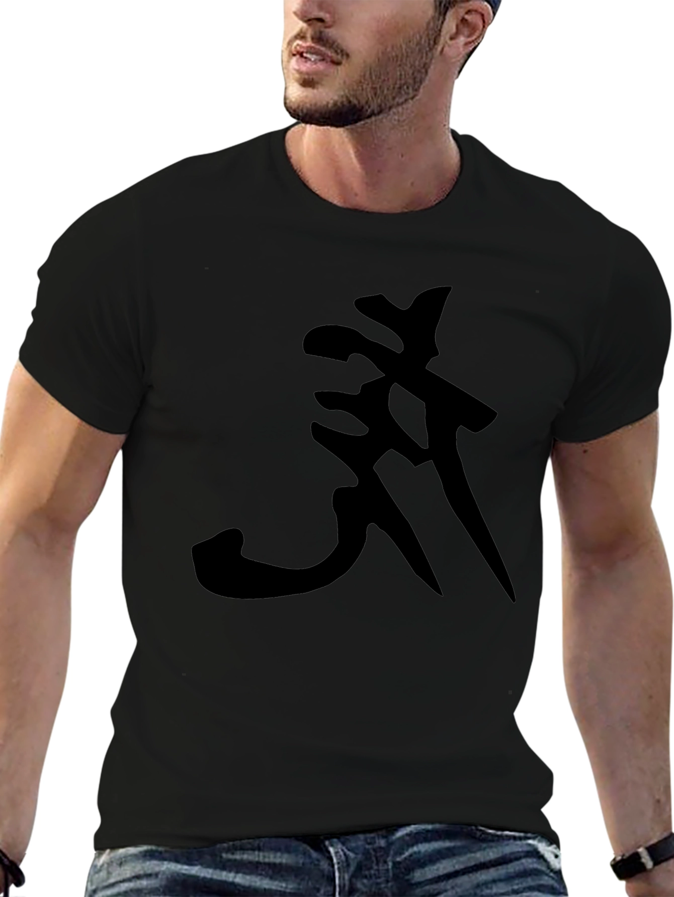 Black T-Shirt with Abstract Symbol