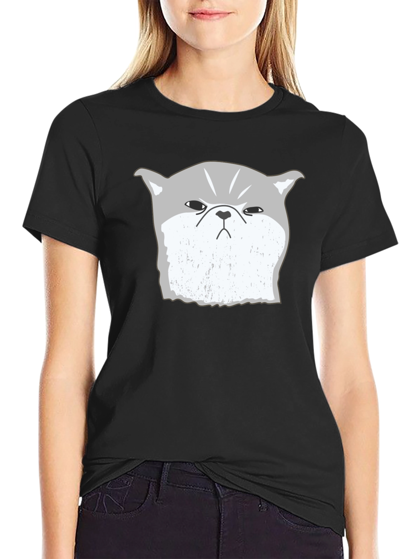 Grumpy Cat Graphic Tee - Black Cotton Blend T-Shirt