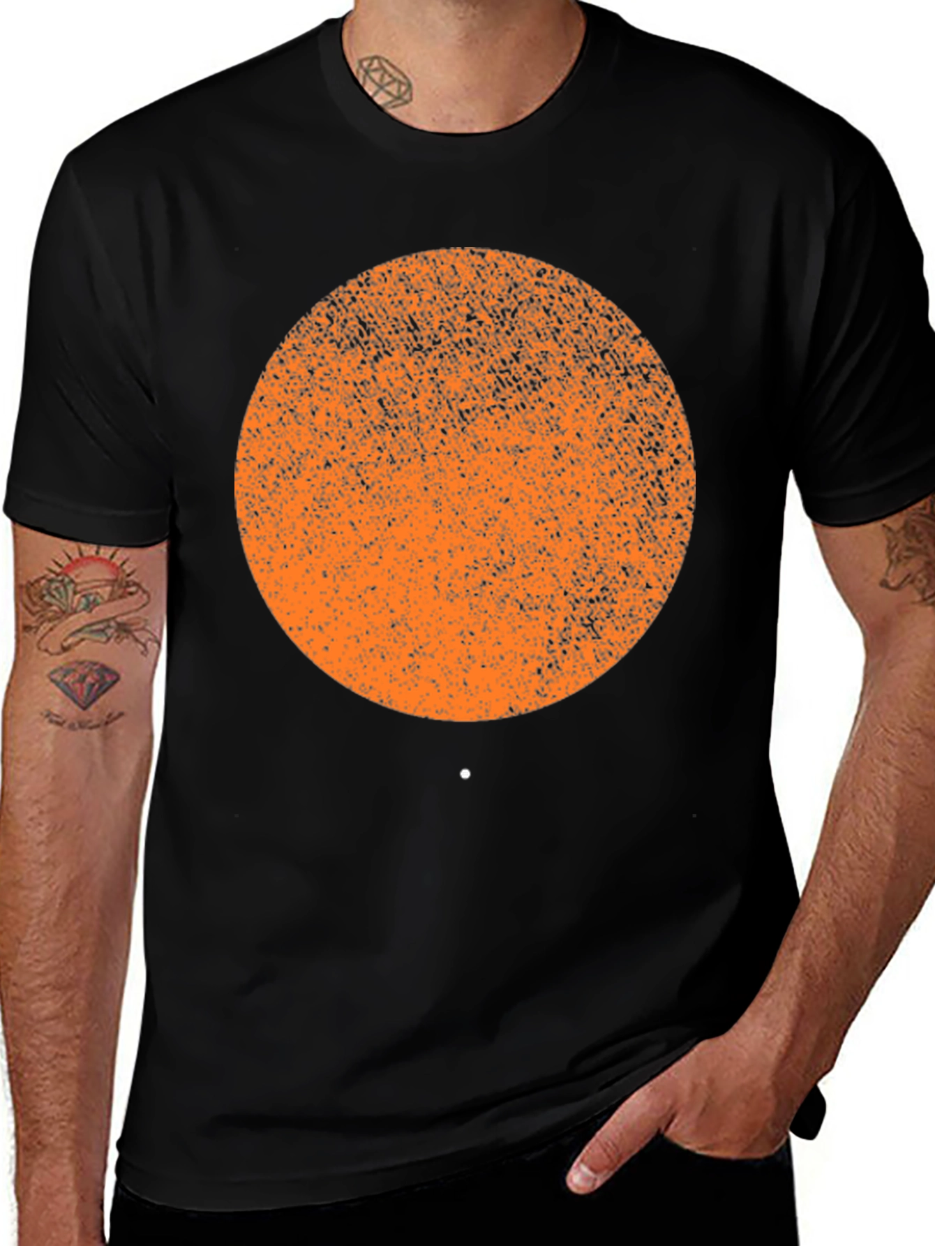 Abstract Graphic Print T-Shirt - Black Cotton Blend
