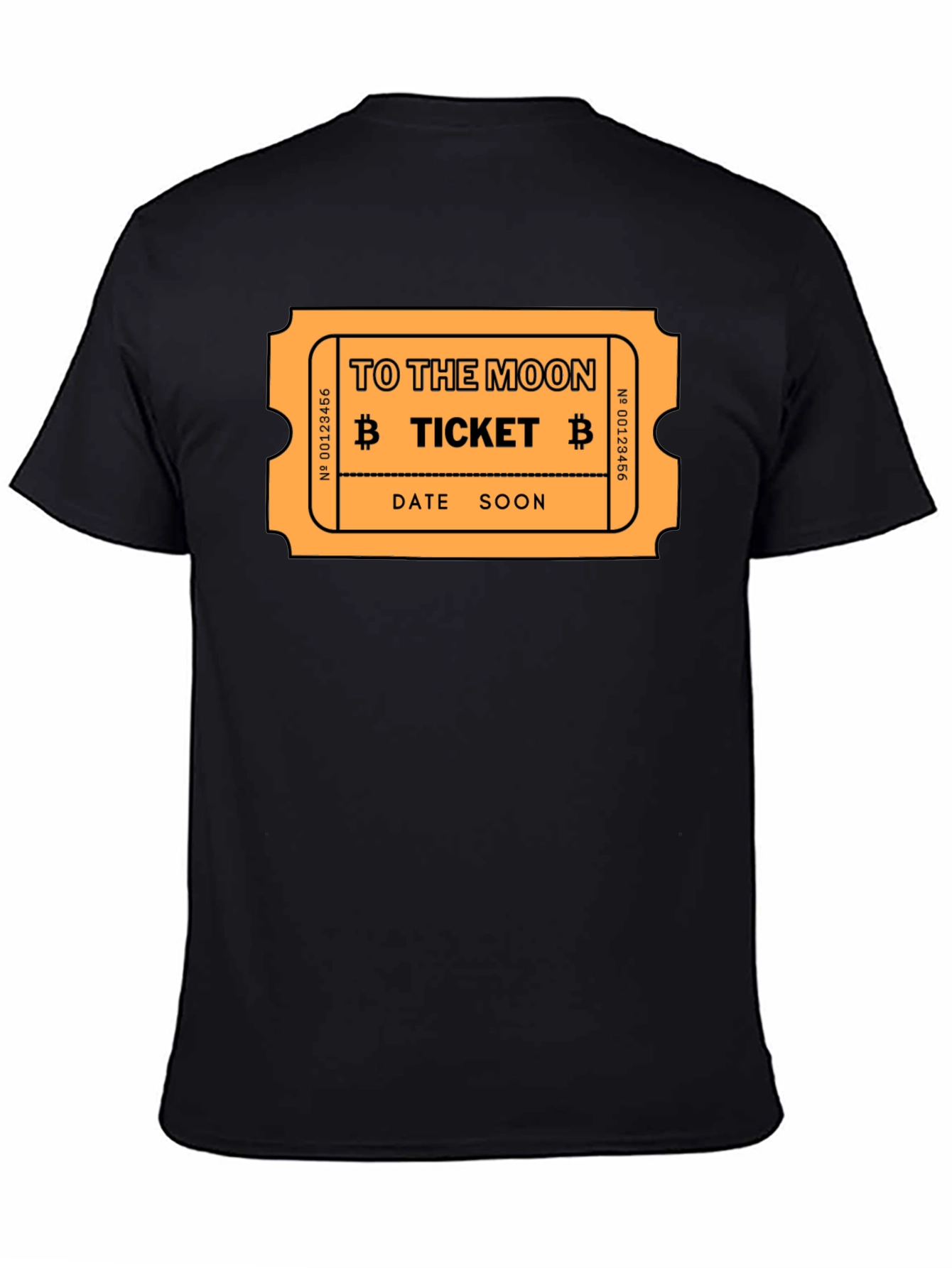 To The Moon Bitcoin Ticket Black T-Shirt