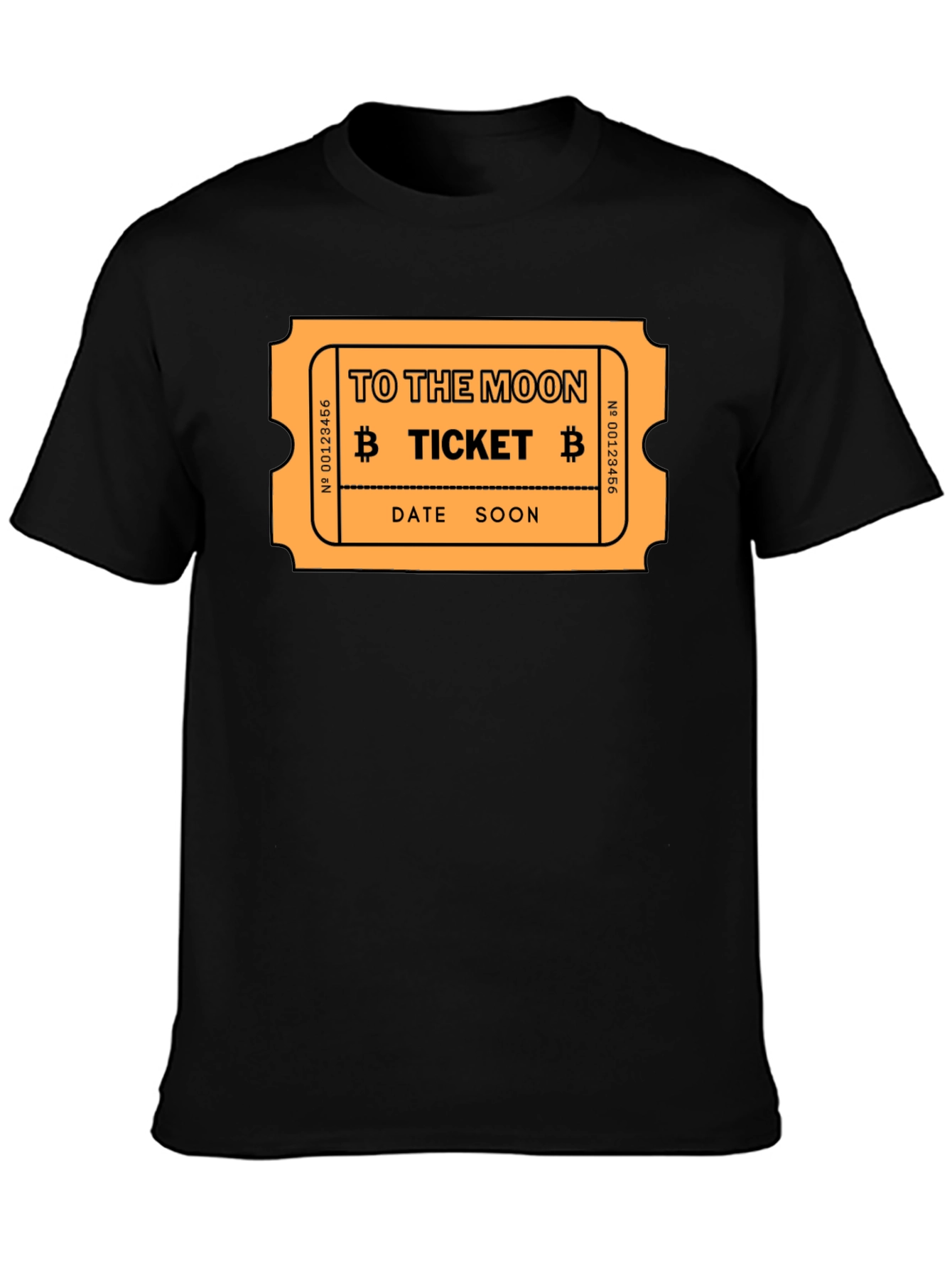 To The Moon Bitcoin Ticket Black T-Shirt