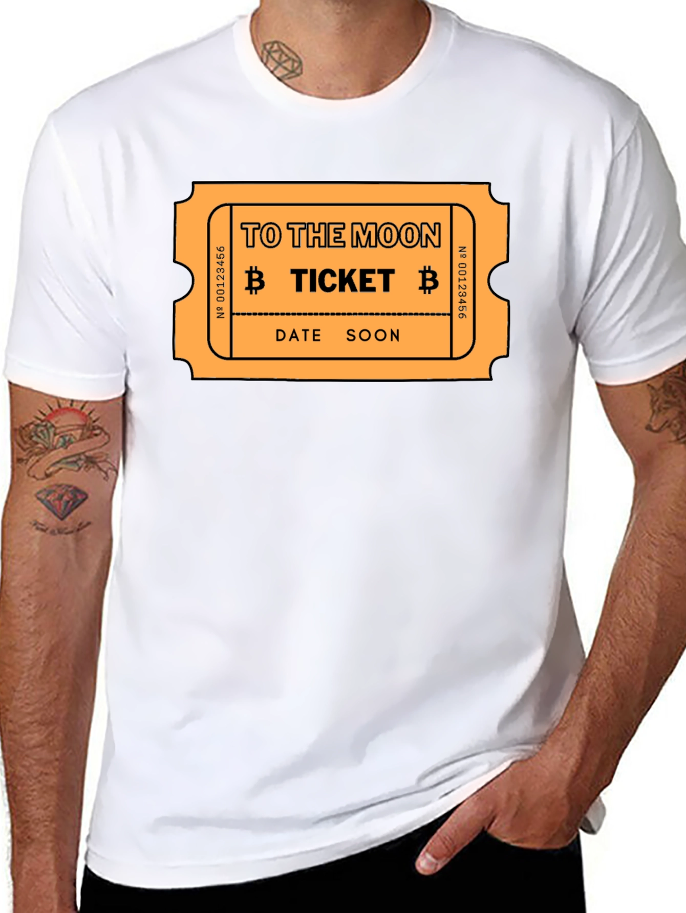 To The Moon Bitcoin Ticket Black T-Shirt