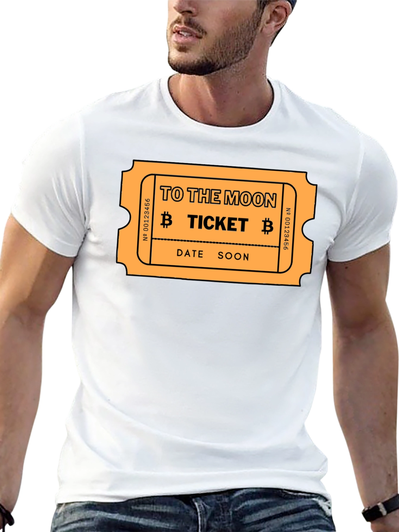 To The Moon Bitcoin Ticket Black T-Shirt