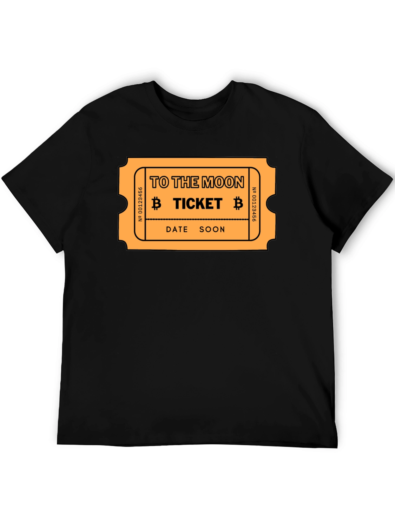 To The Moon Bitcoin Ticket Black T-Shirt