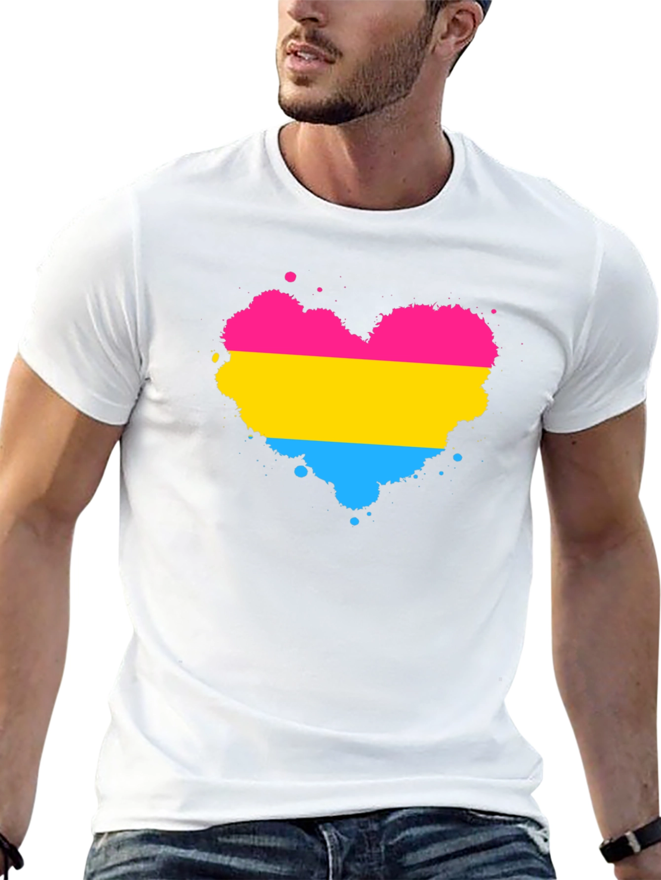 Pansexual Pride Heart Splatter T-Shirt