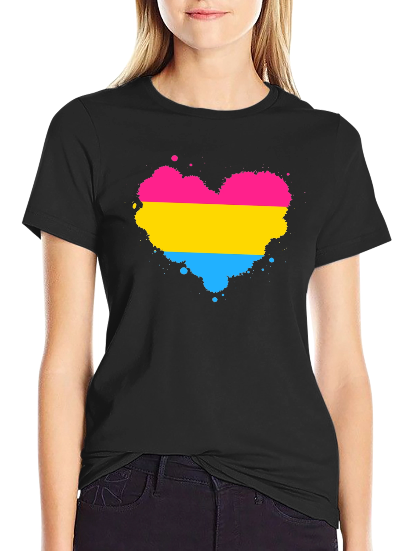 Pansexual Pride Heart Splatter T-Shirt