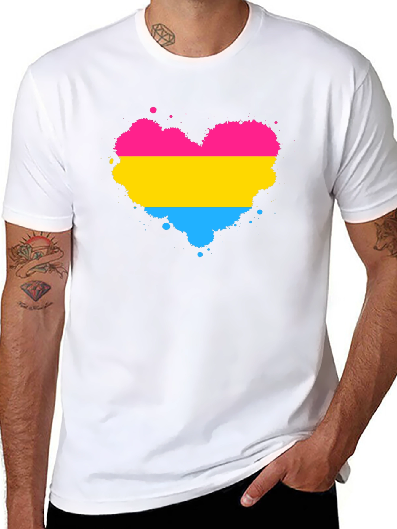 Pansexual Pride Heart Splatter T-Shirt