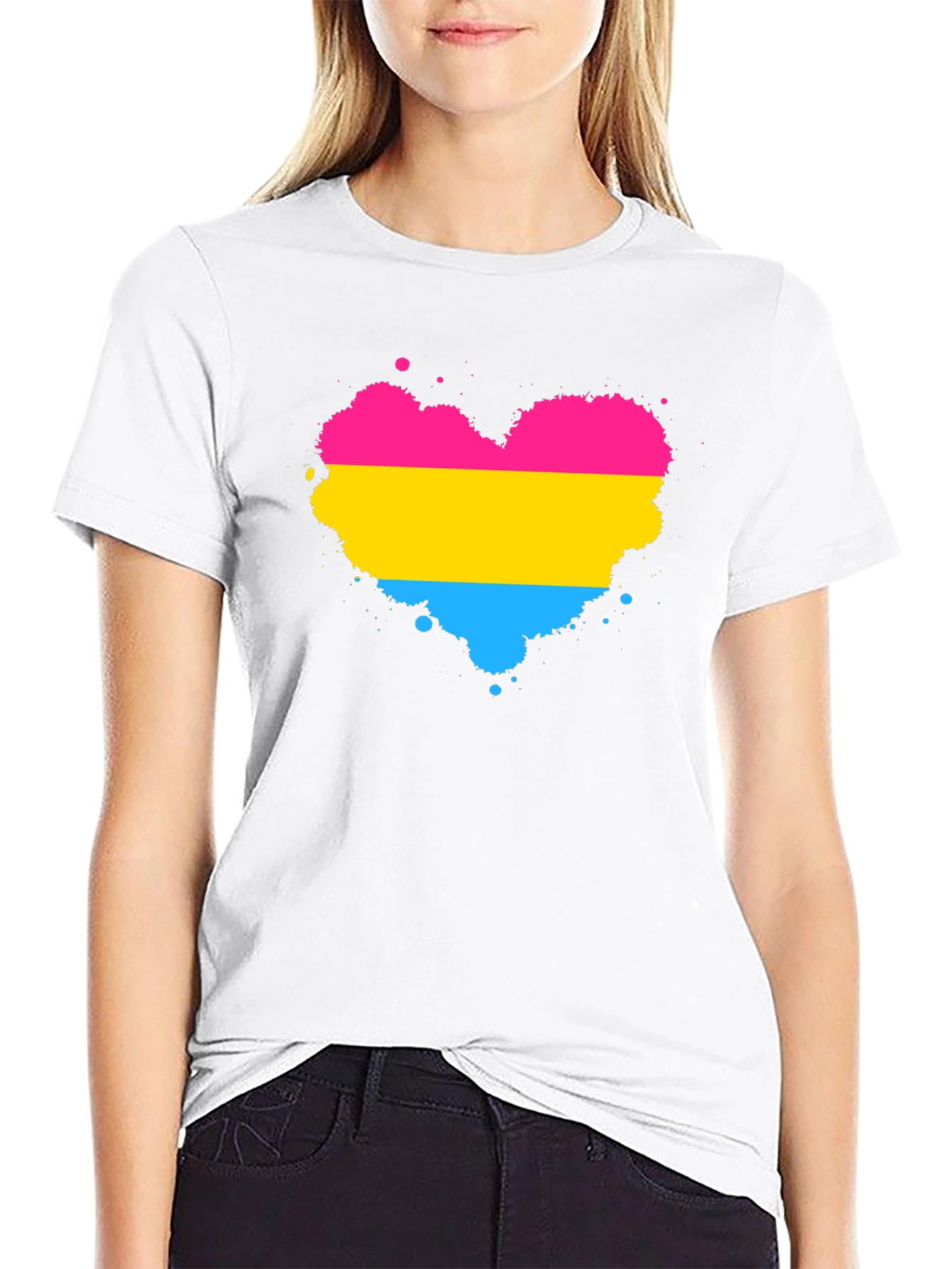 Pansexual Pride Heart Splatter T-Shirt