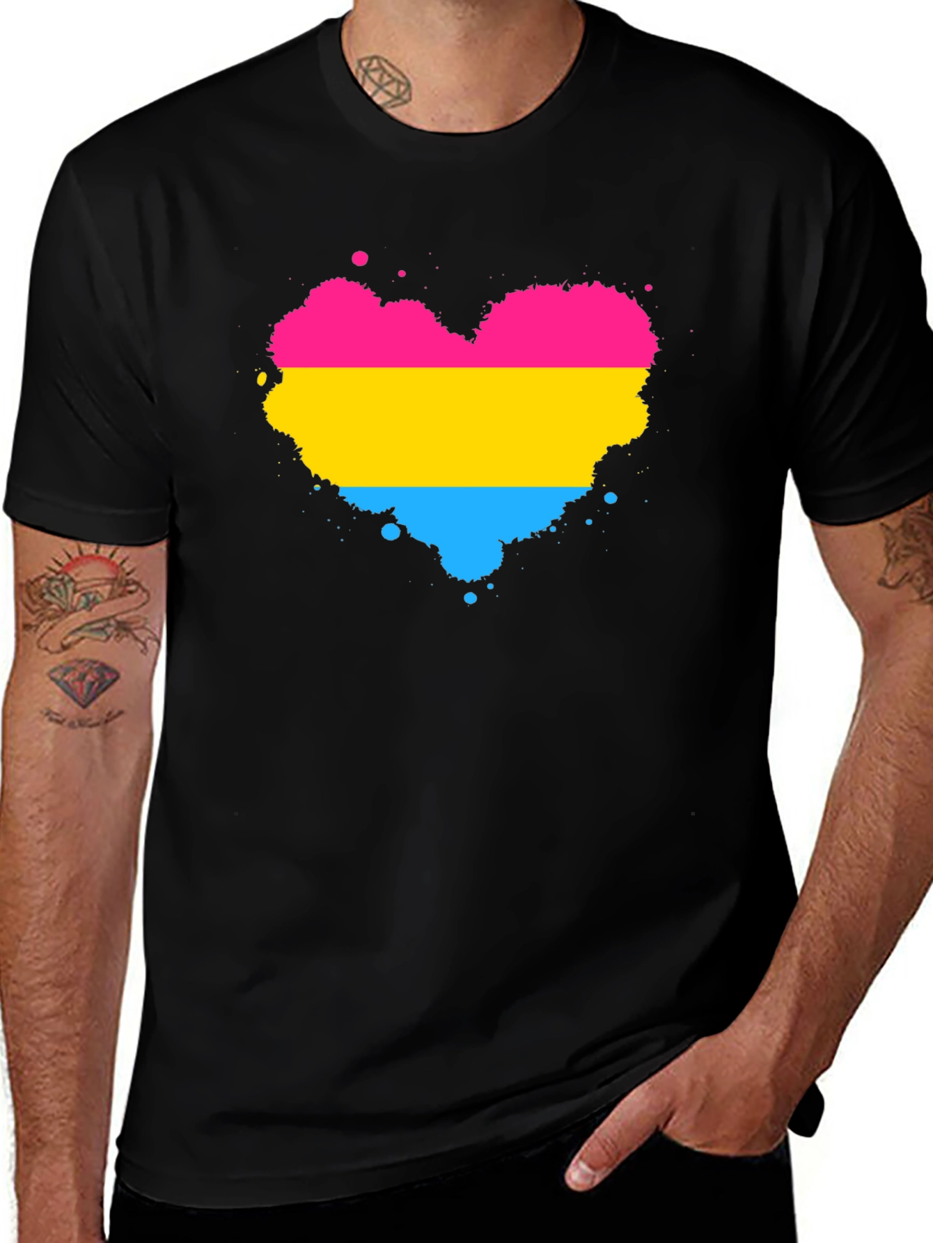 Pansexual Pride Heart Splatter T-Shirt