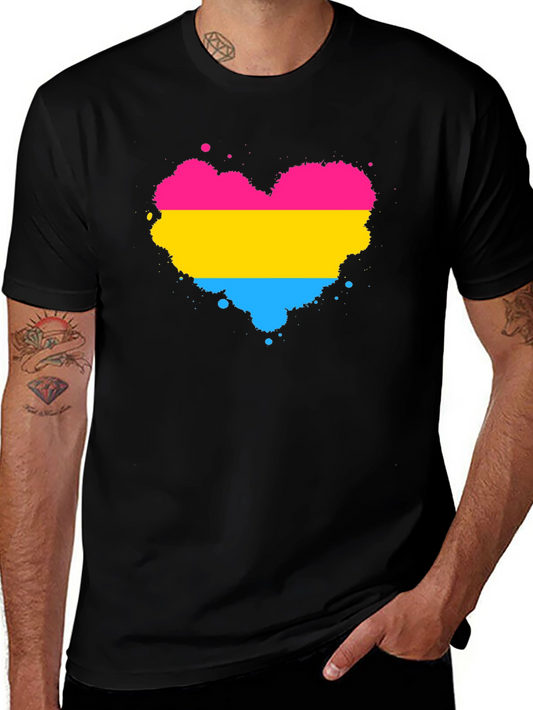 Pansexual Pride Heart Splatter T-Shirt