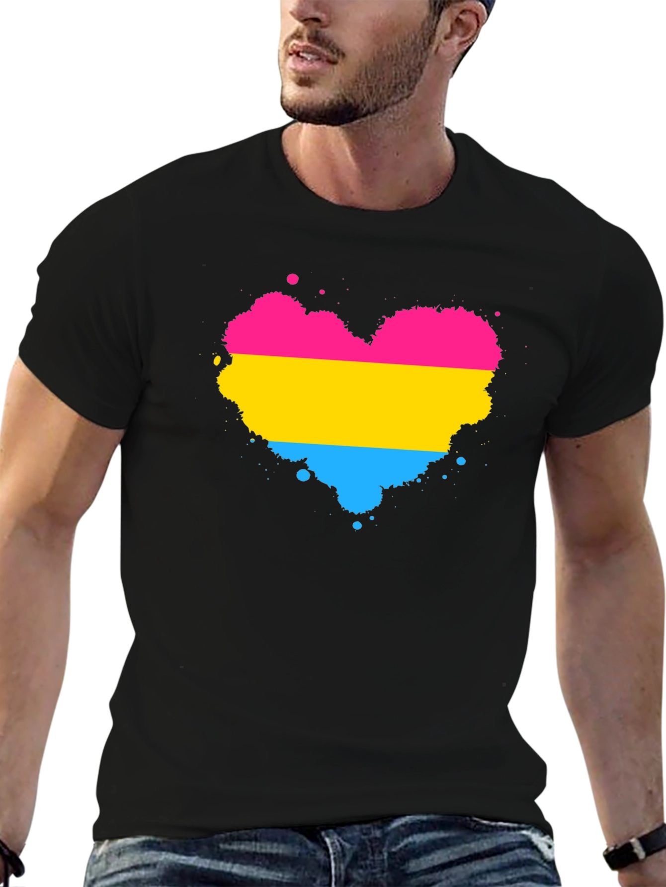 Pansexual Pride Heart Splatter T-Shirt