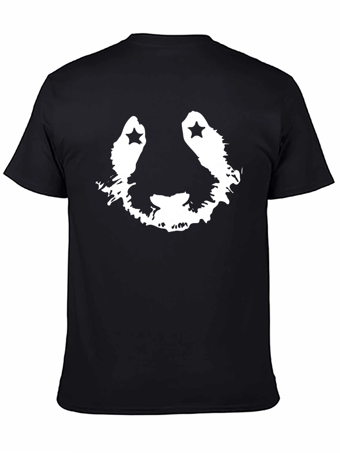 Stylish Black Graphic Tee with Panda Face Design