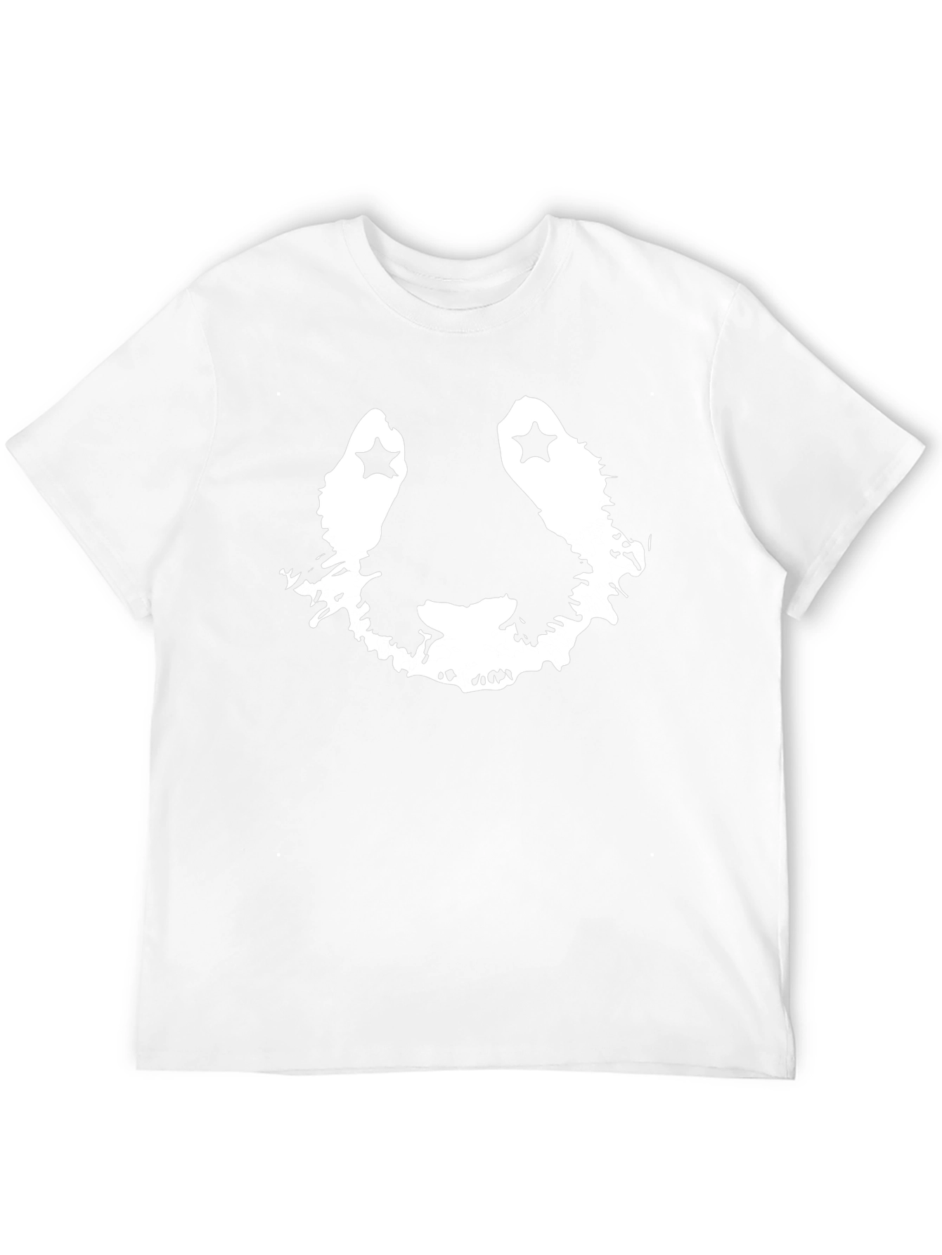 Stylish Black Graphic Tee with Panda Face Design