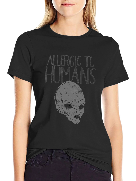 Allergic to Humans Alien T-Shirt Funny Graphic Tee