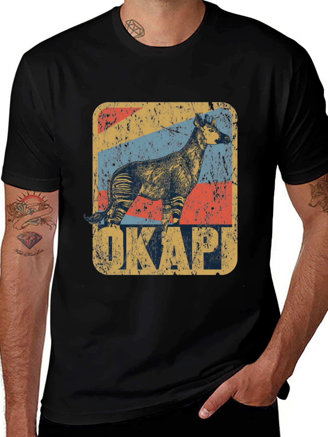 Okapi Retro Style Graphic T-Shirt