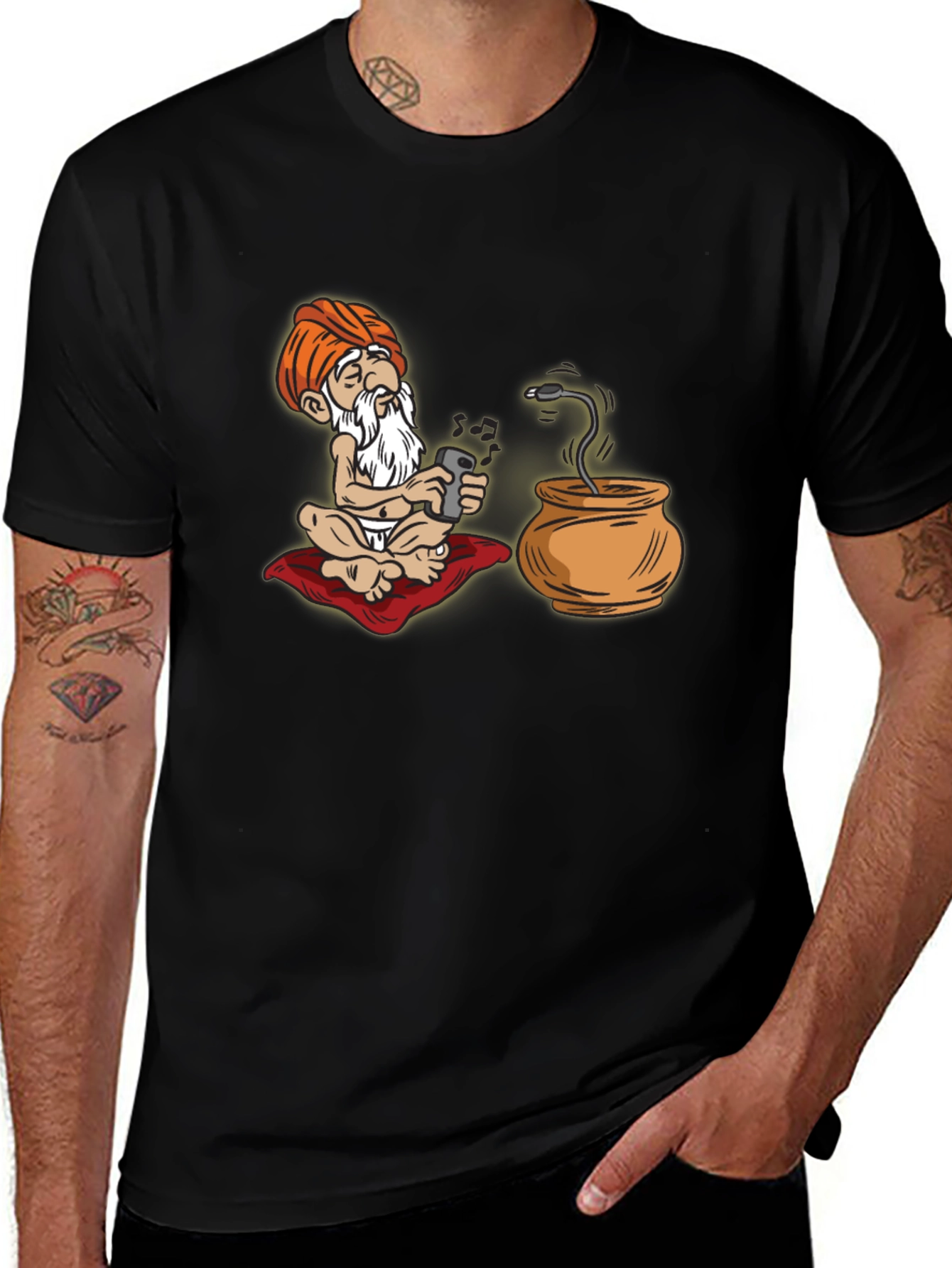Cartoon Guru Tech T-Shirt - Funny Graphic Tee