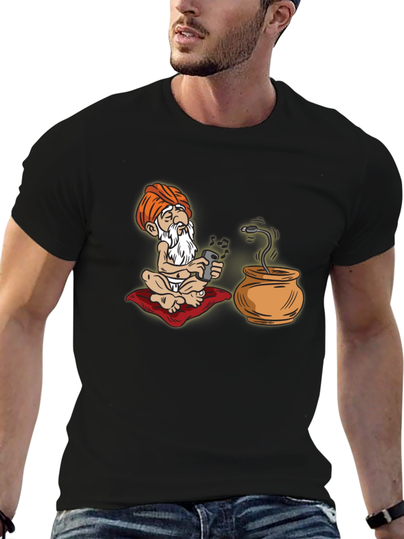 Cartoon Guru Tech T-Shirt - Funny Graphic Tee