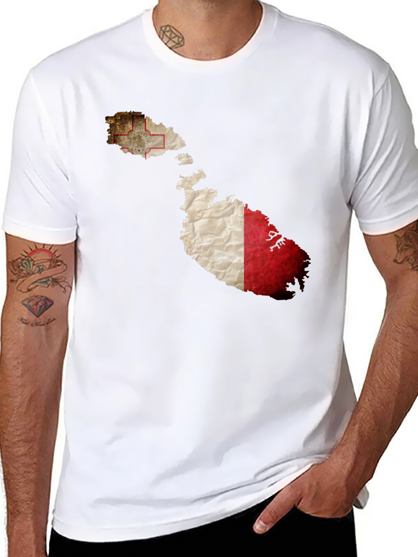 Malta Flag Map Graphic Tee - Black