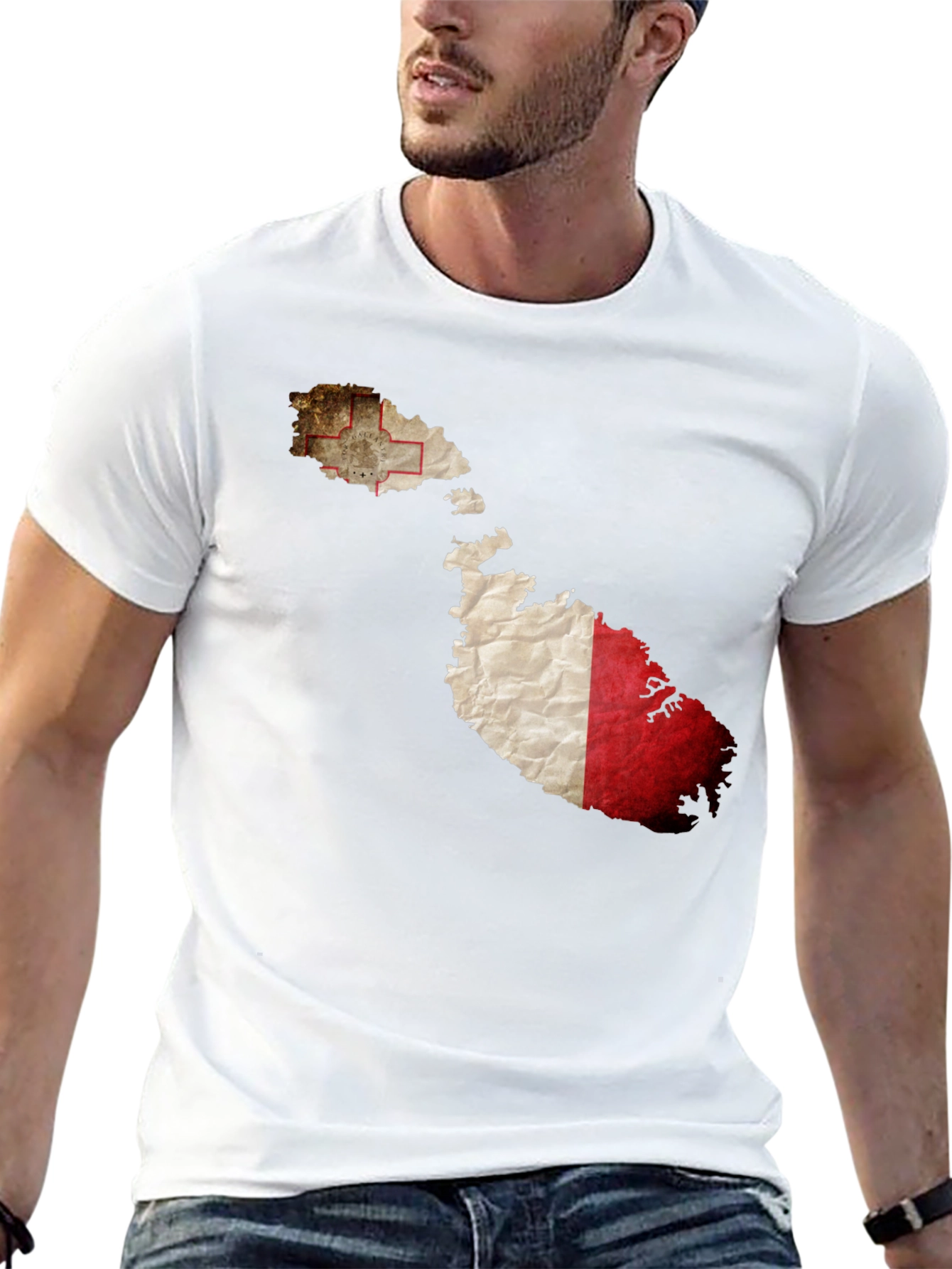 Malta Flag Map Graphic Tee - Black