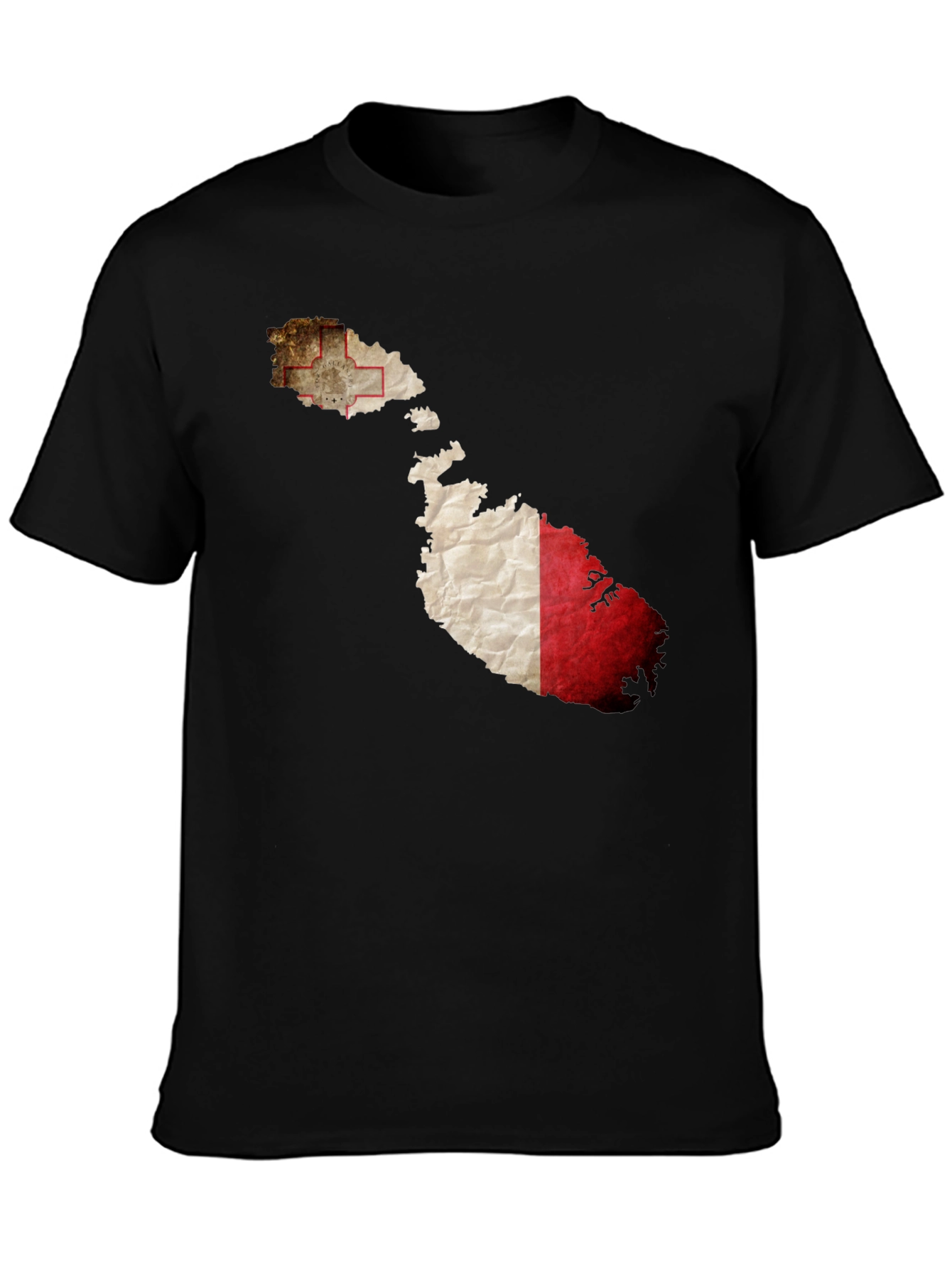 Malta Flag Map Graphic Tee - Black
