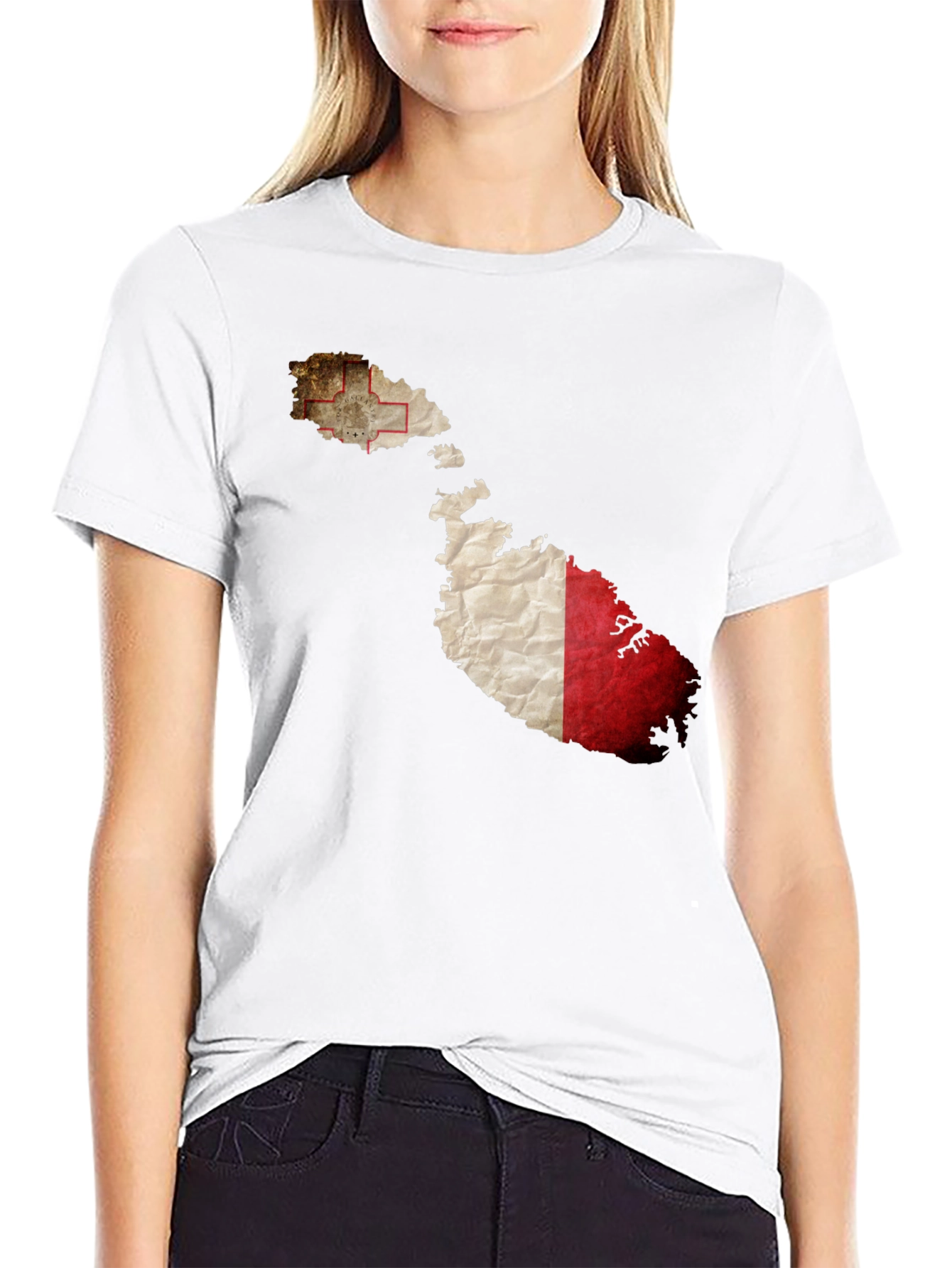 Malta Flag Map Graphic Tee - Black