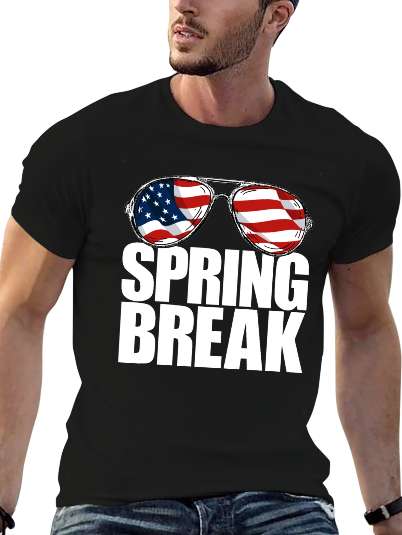 Spring Break USA Flag Sunglasses Graphic Tee