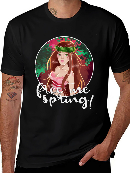 Spring Maiden Graphic Tee - Free Me Spring! Black T-Shirt