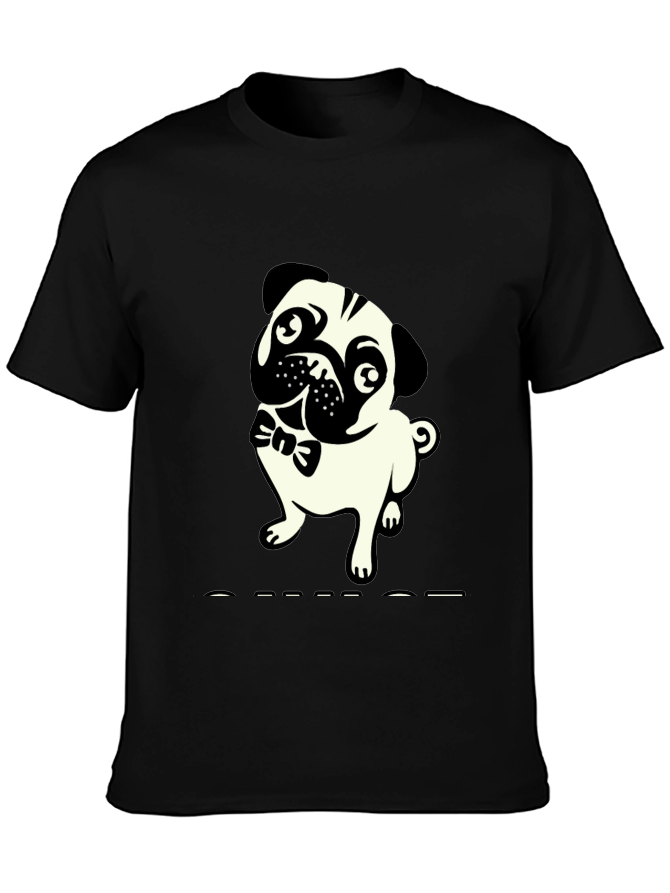 Mens Black T-Shirt with Pug Graphic