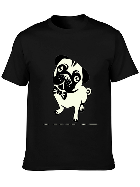 Mens Black T-Shirt with Pug Graphic