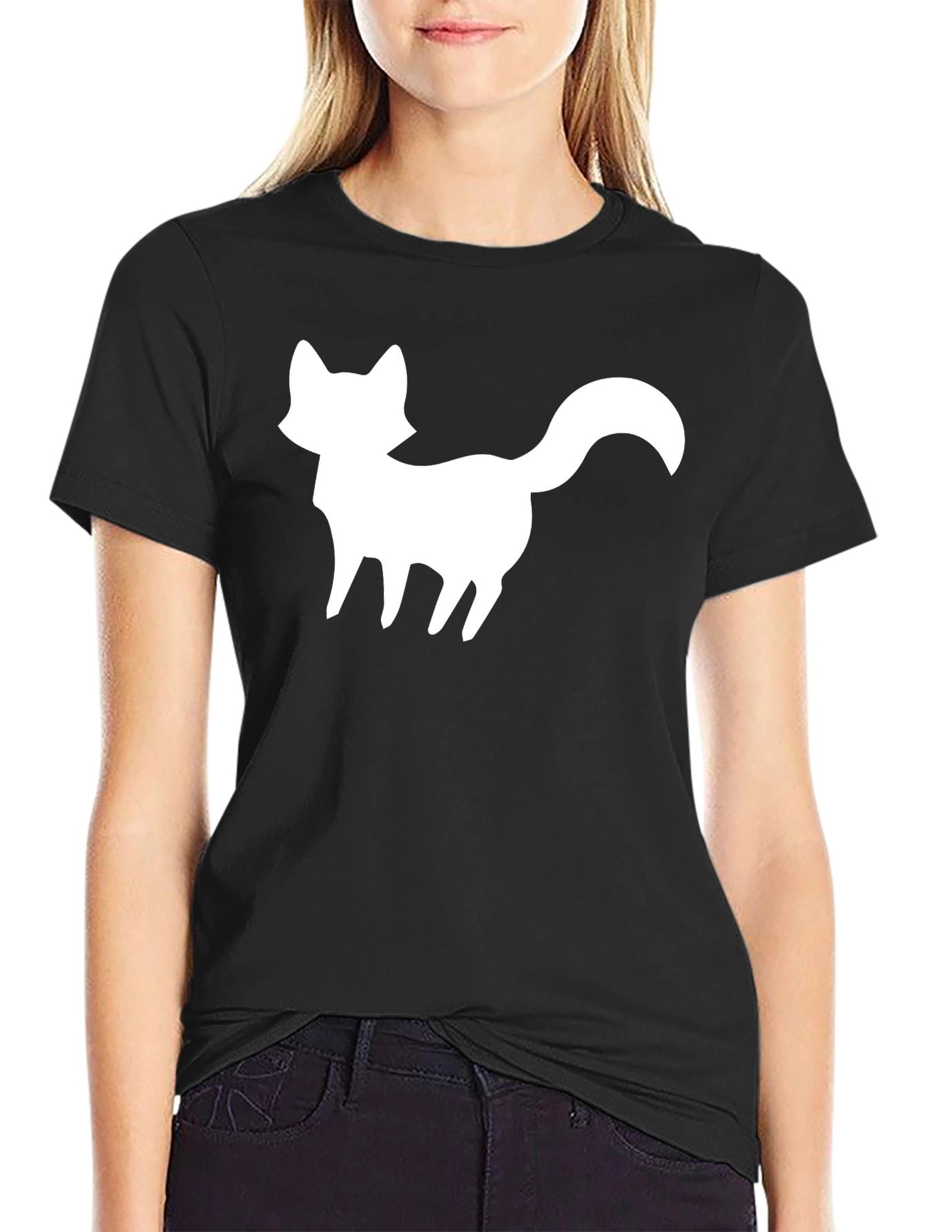 Fox Silhouette Graphic Tee - Black Cotton Blend