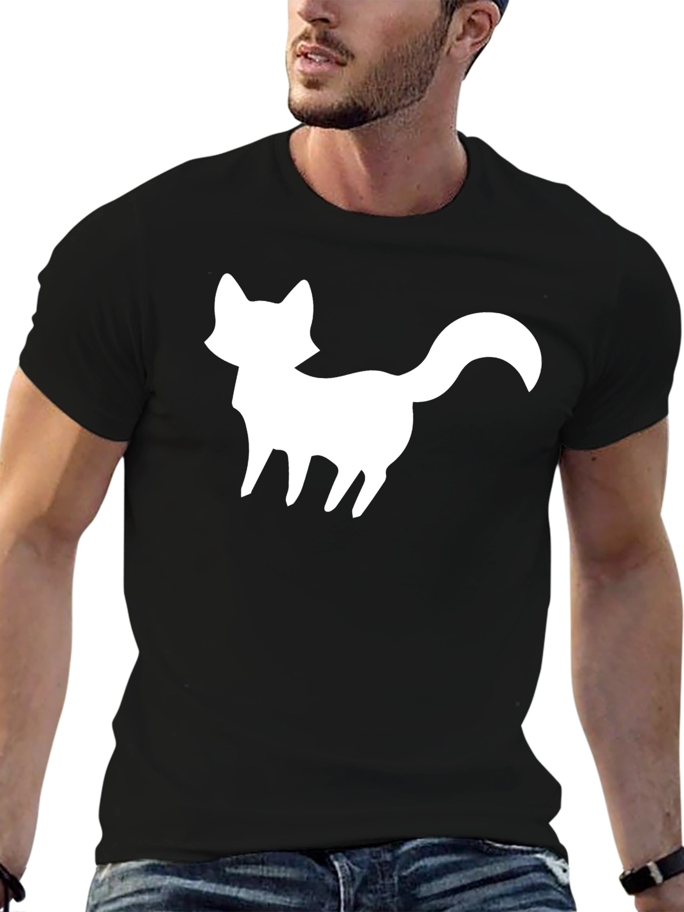 Fox Silhouette Graphic Tee - Black Cotton Blend