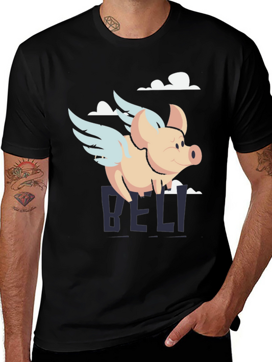 Flying Pig Graphic Tee - Mens Black T-Shirt