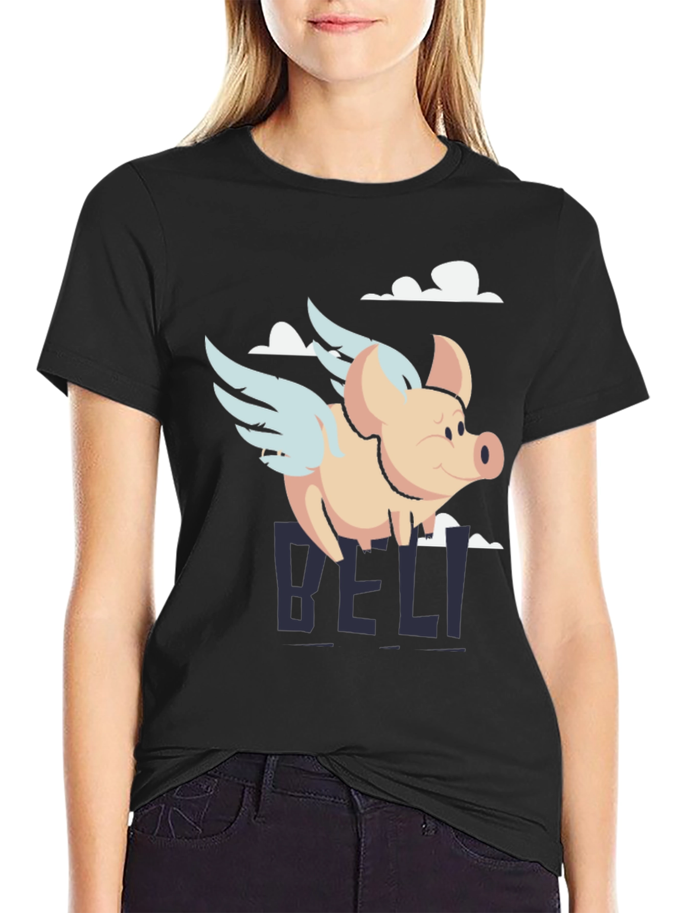 Flying Pig Graphic Tee - Mens Black T-Shirt