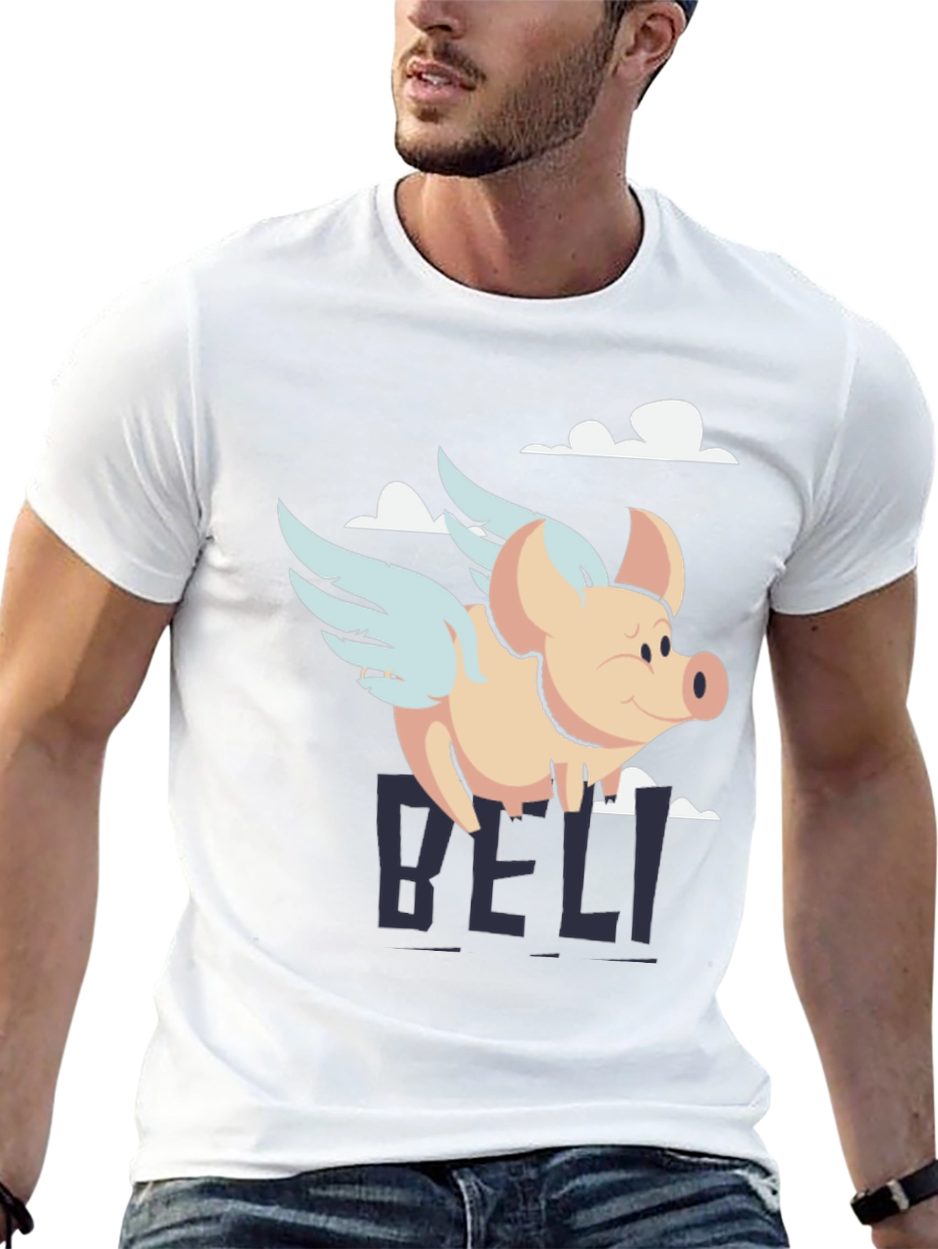 Flying Pig Graphic Tee - Mens Black T-Shirt