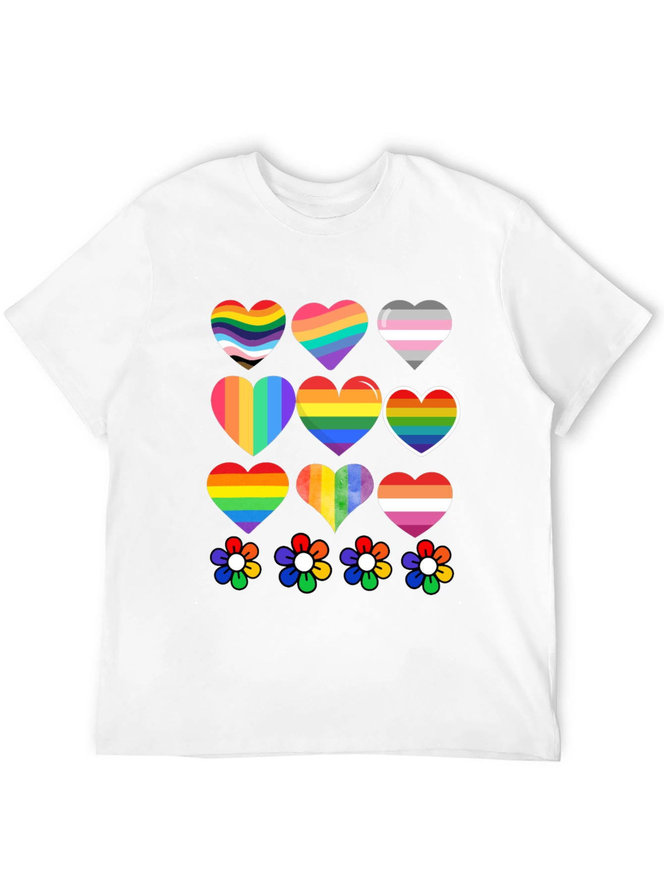 Pride Hearts & Flowers T-Shirt - Black LGBT Tee