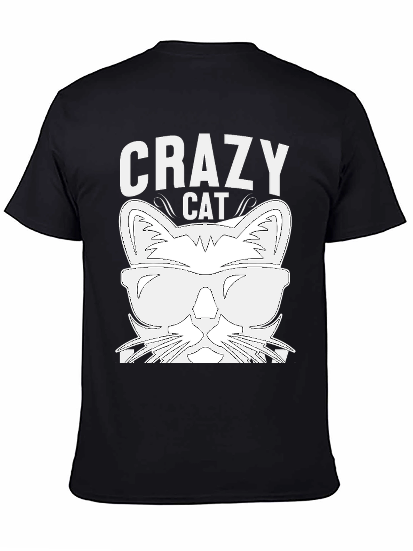 Crazy Cat Graphic T-Shirt - Black