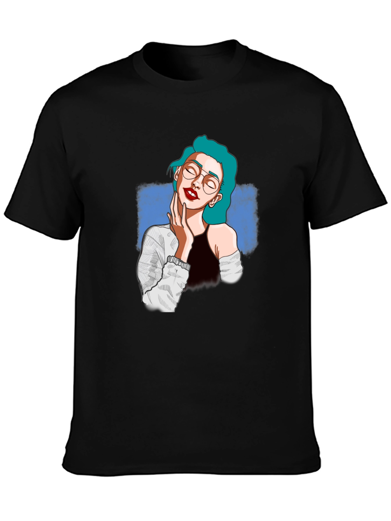 Stylish Black T-Shirt with Woman Graphic