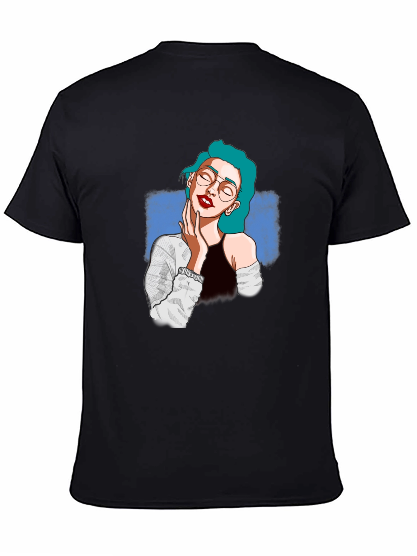 Stylish Black T-Shirt with Woman Graphic