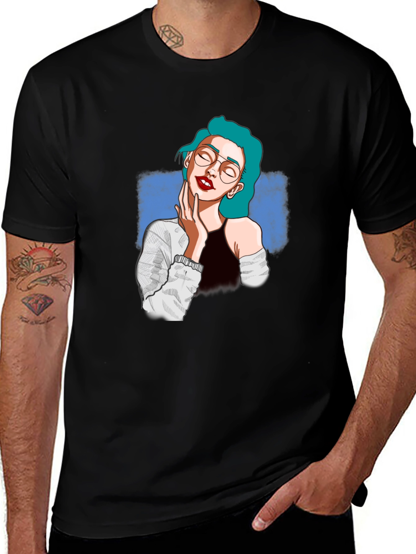 Stylish Black T-Shirt with Woman Graphic