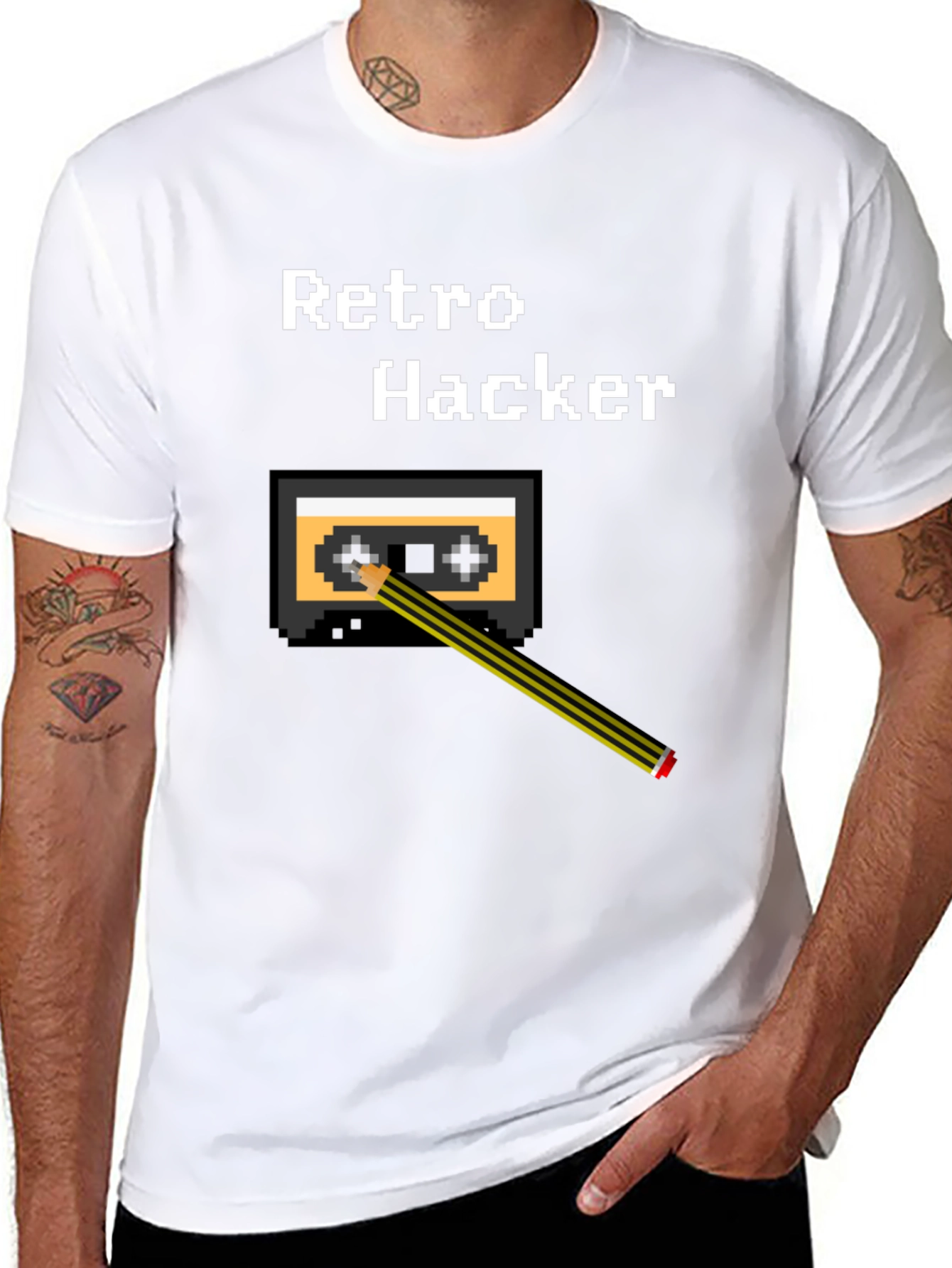 Retro Hacker Pixel Art Cassette Tape T-Shirt