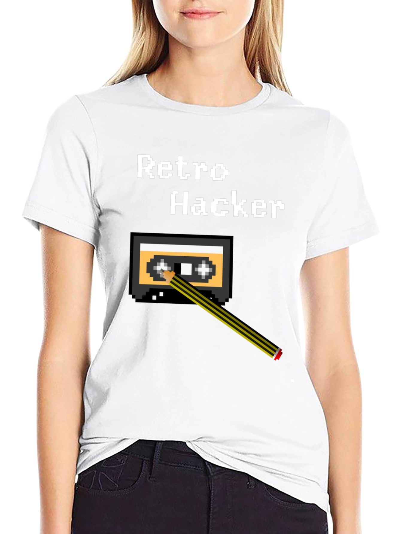 Retro Hacker Pixel Art Cassette Tape T-Shirt