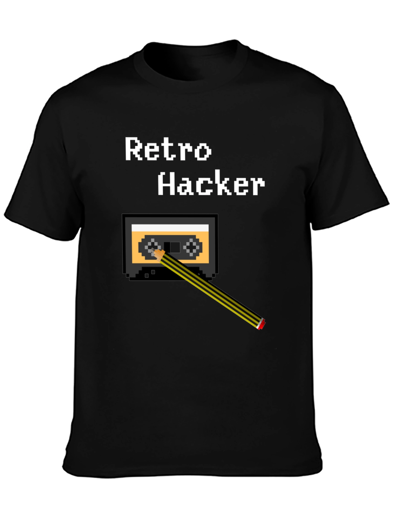 Retro Hacker Pixel Art Cassette Tape T-Shirt
