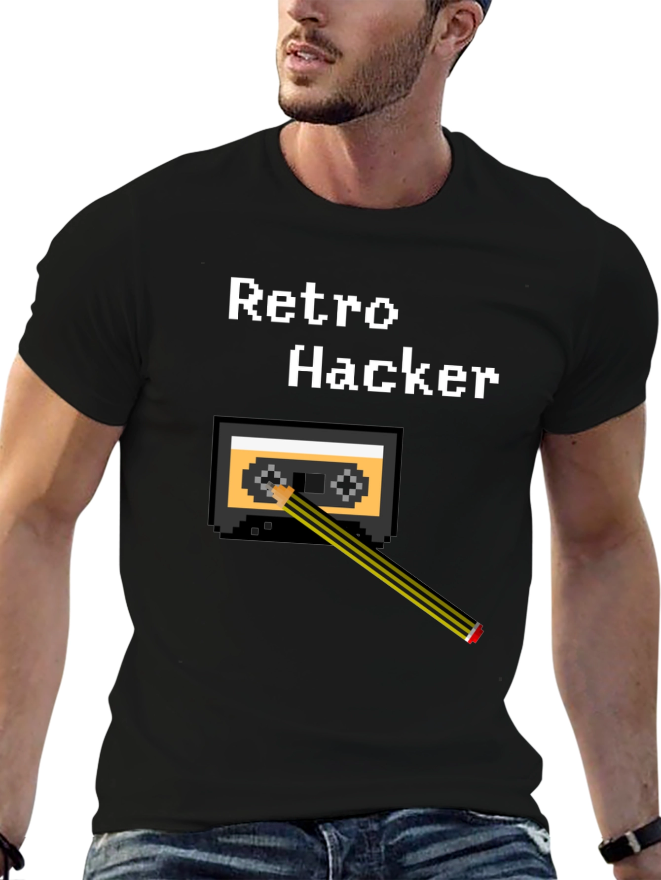 Retro Hacker Pixel Art Cassette Tape T-Shirt